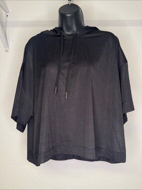 Athleta Black Vapor Hooded Tee Size Medium